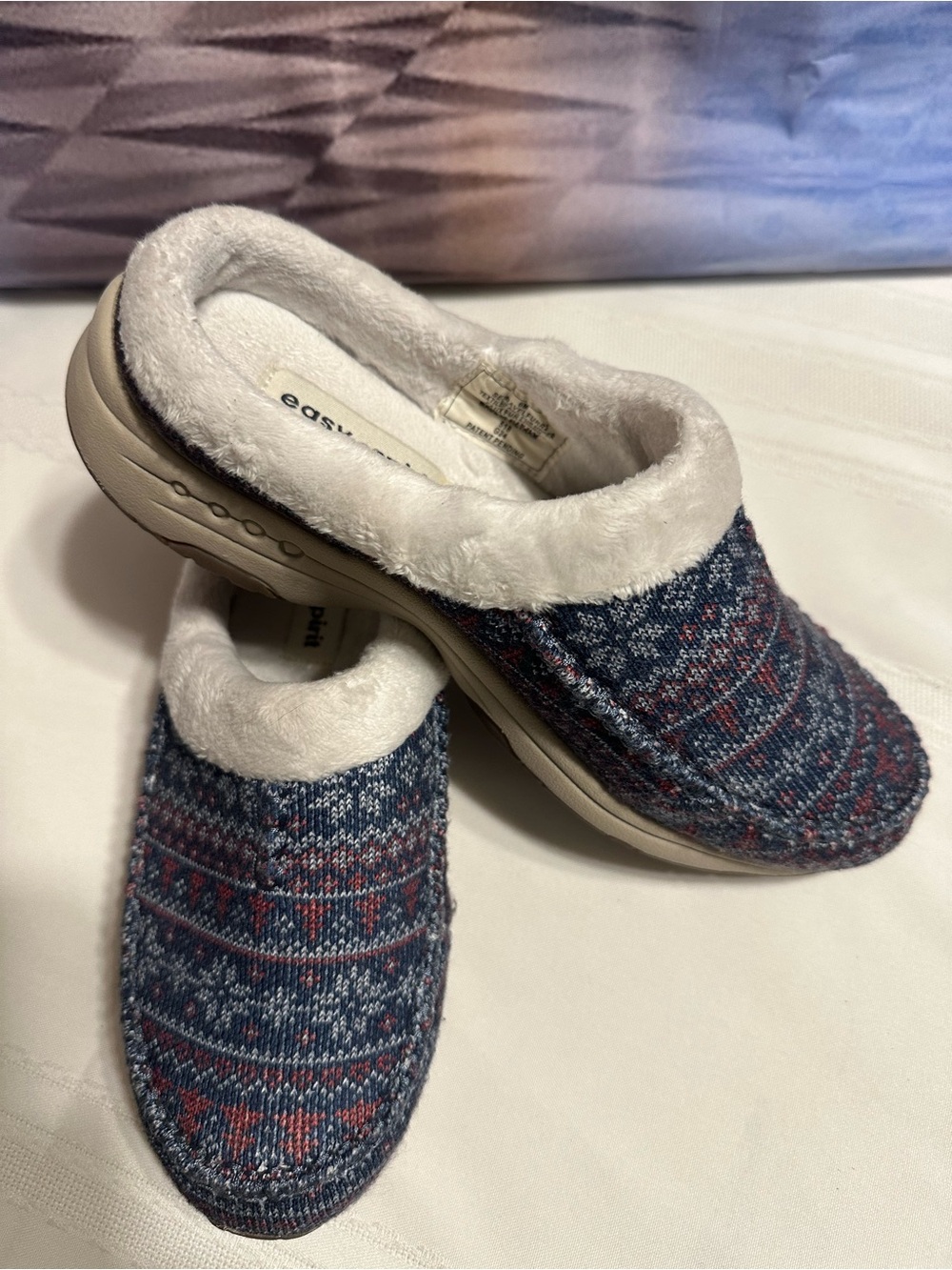 🎄 Easy Spirit Women’s Size 6 Cozy Faux Fur Lined Slippers Worn Once
